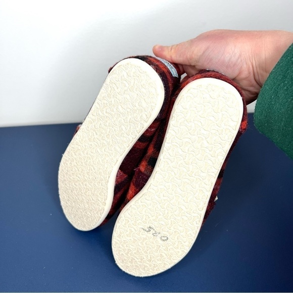 Toms Alpargata Red Plaid Buffalo Check Faux Sherling Sherpa Slip On Shoes Size 6 - Picture 10 of 14